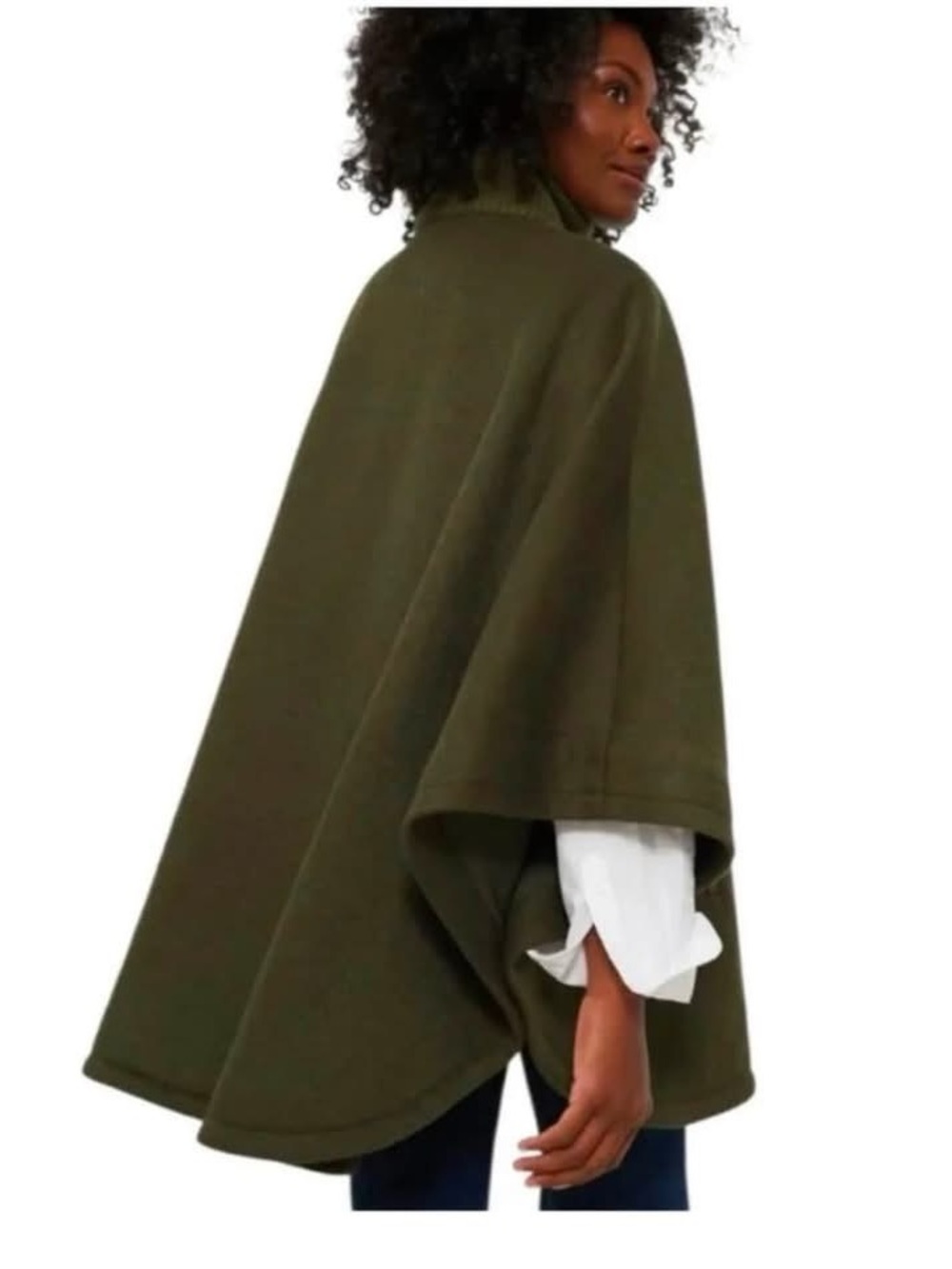 Tuckernuck Olive Zip-Front Poncho Sweater O/S - Picture 4 of 4